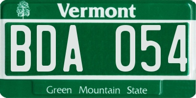 VT license plate BDA054