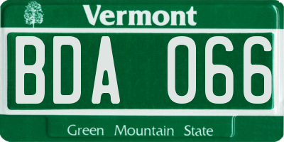 VT license plate BDA066