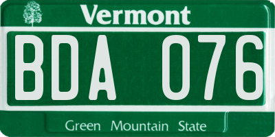 VT license plate BDA076
