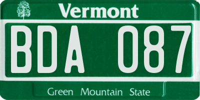VT license plate BDA087
