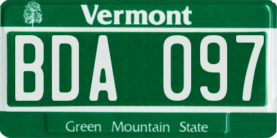VT license plate BDA097