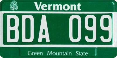 VT license plate BDA099