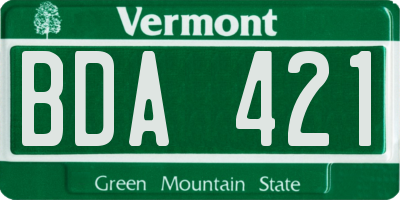 VT license plate BDA421