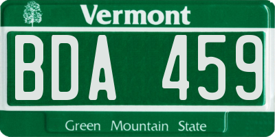 VT license plate BDA459