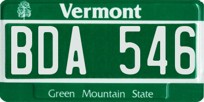 VT license plate BDA546