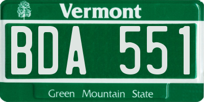 VT license plate BDA551