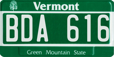 VT license plate BDA616