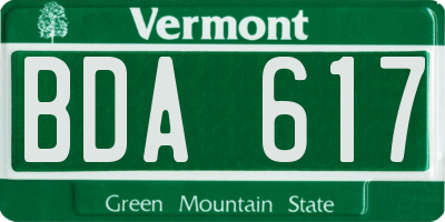 VT license plate BDA617