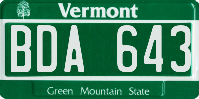 VT license plate BDA643