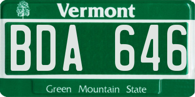 VT license plate BDA646