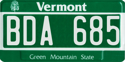 VT license plate BDA685