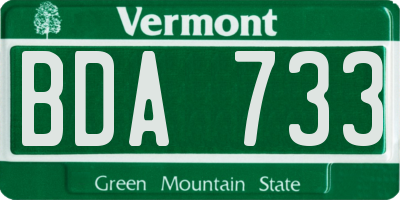 VT license plate BDA733