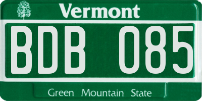 VT license plate BDB085