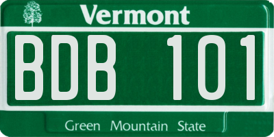 VT license plate BDB101