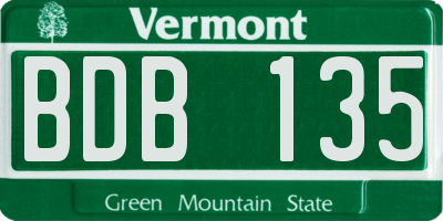 VT license plate BDB135