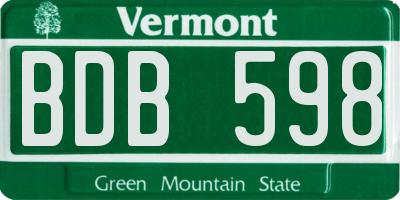 VT license plate BDB598