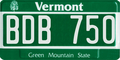 VT license plate BDB750