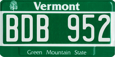 VT license plate BDB952