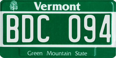 VT license plate BDC094