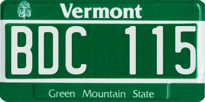 VT license plate BDC115
