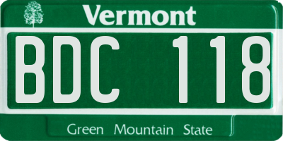 VT license plate BDC118