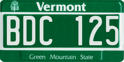 VT license plate BDC125