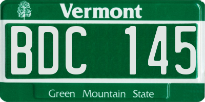 VT license plate BDC145