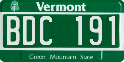 VT license plate BDC191