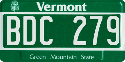 VT license plate BDC279