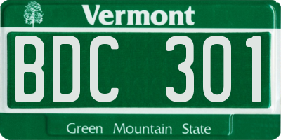 VT license plate BDC301