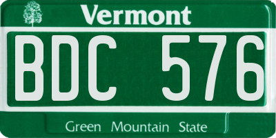 VT license plate BDC576