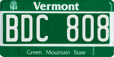 VT license plate BDC808