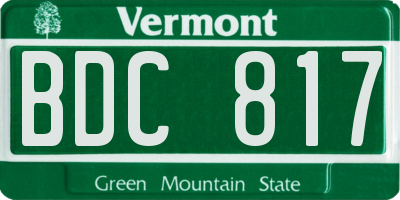 VT license plate BDC817