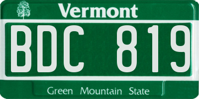 VT license plate BDC819