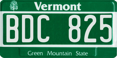 VT license plate BDC825