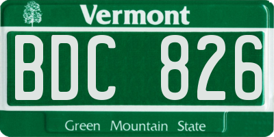VT license plate BDC826