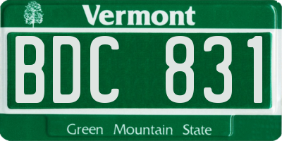 VT license plate BDC831