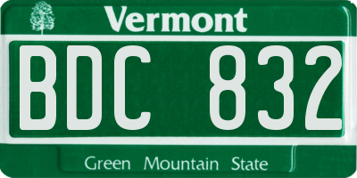 VT license plate BDC832