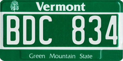VT license plate BDC834