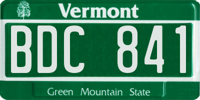 VT license plate BDC841
