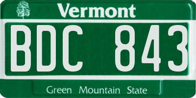 VT license plate BDC843