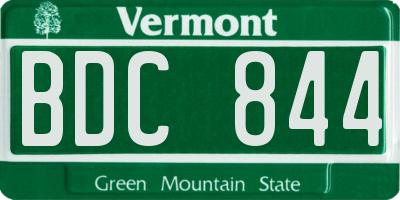 VT license plate BDC844