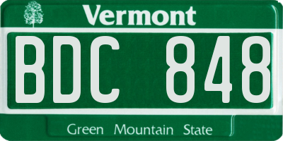 VT license plate BDC848