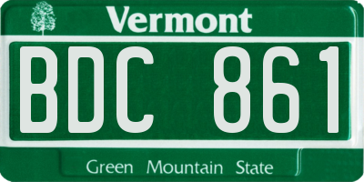 VT license plate BDC861