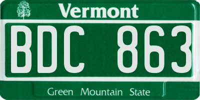 VT license plate BDC863