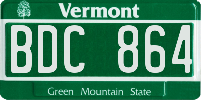 VT license plate BDC864