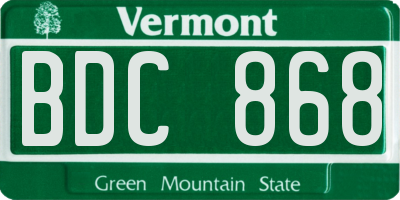 VT license plate BDC868