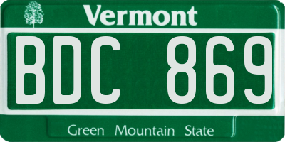 VT license plate BDC869