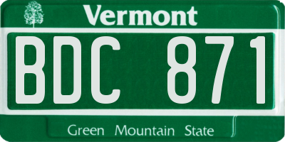 VT license plate BDC871