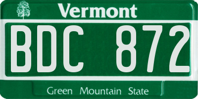 VT license plate BDC872